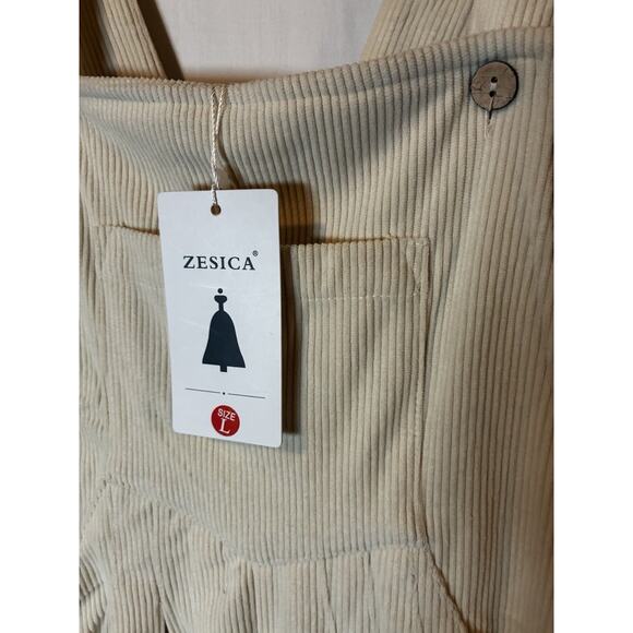 Zesica Corduroy Bib Wide Leg Overalls womens Size Large Fall Basic Soft Girl - Picture 3 of 9